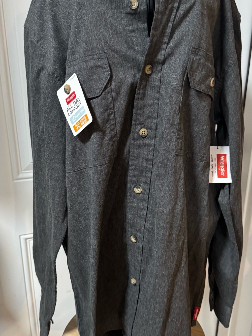 Wrangler Men's Charcoal Gray Button-Up Work Shirt Jacket